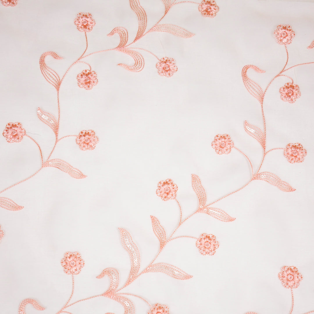 Navya Jaal on Peach Silk Organza Embroidered Fabric