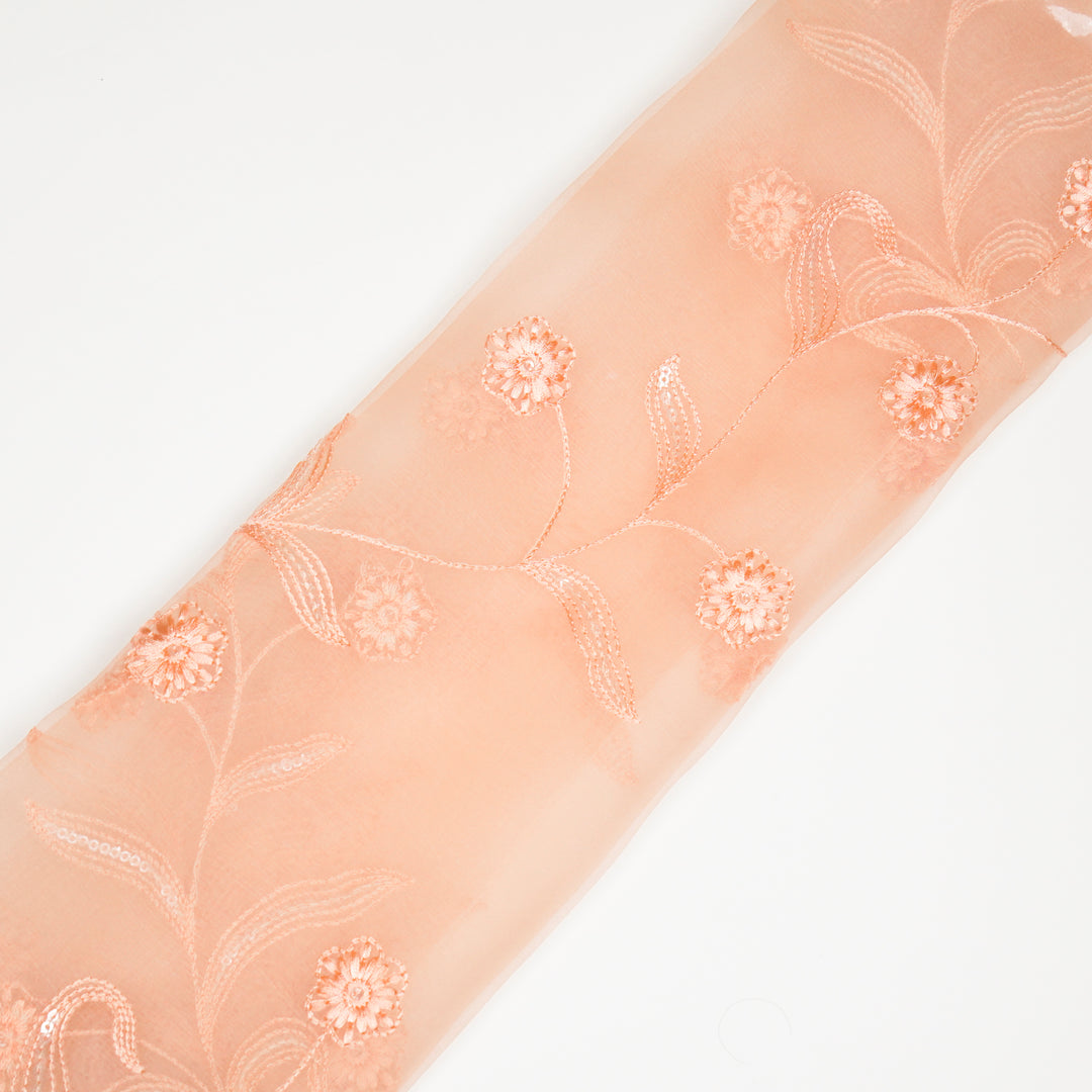 Navya Jaal on Peach Silk Organza Embroidered Fabric