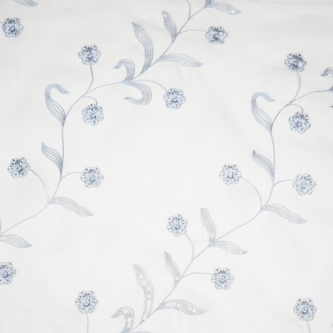 Navya Jaal on Light Aqua Marine Silk Organza Embroidered Fabric