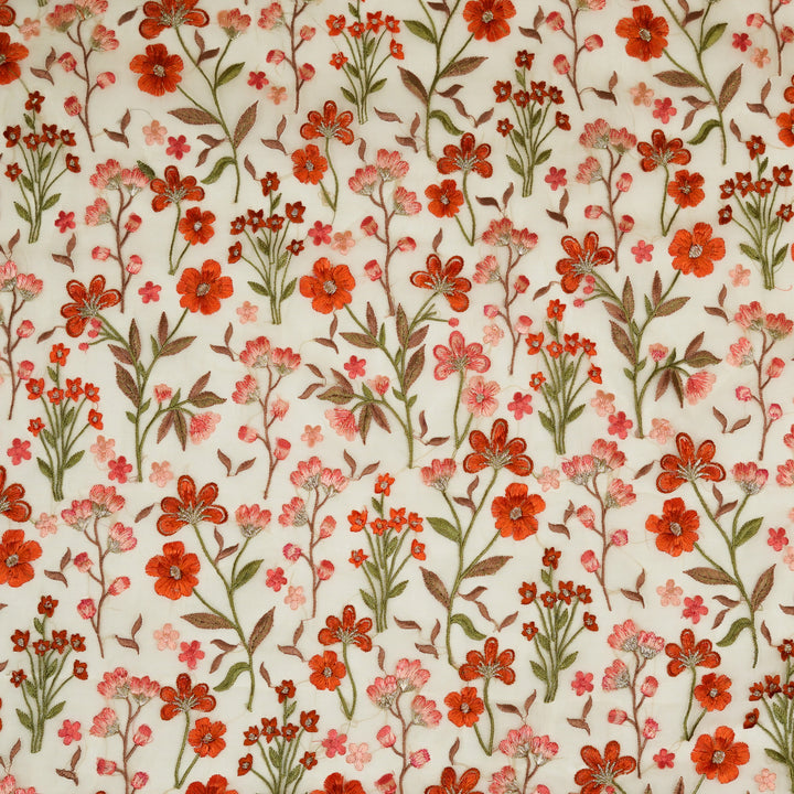 Flavina Jaal on Cream Imported Silk Organza Embroidered Fabric