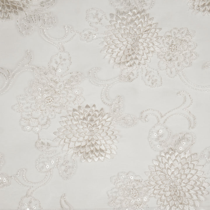 Charvi Jaal on Ivory Silk Organza Embroidered Fabric