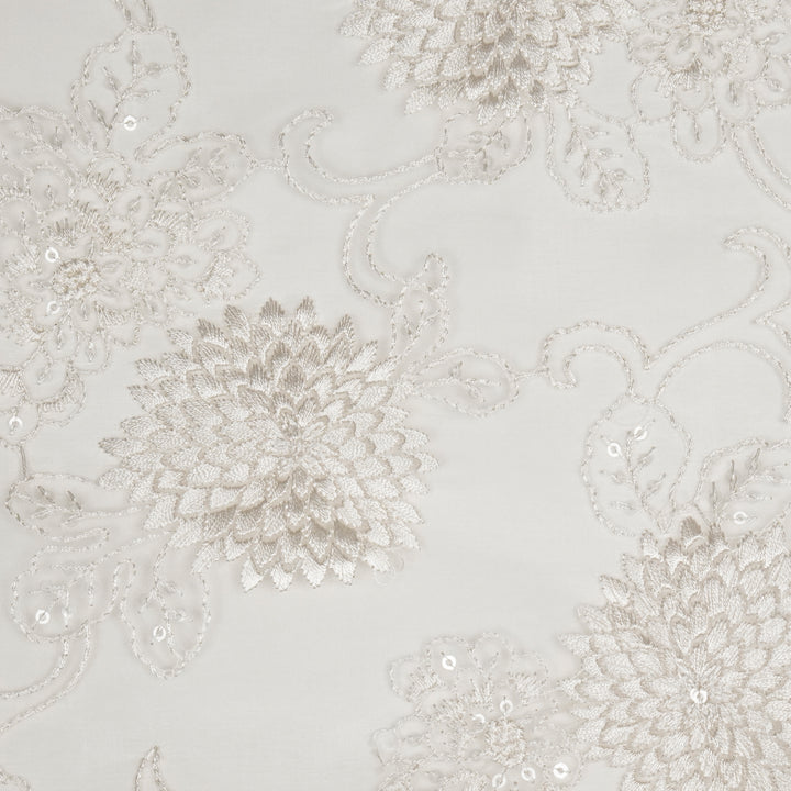 Charvi Jaal on Ivory Silk Organza Embroidered Fabric