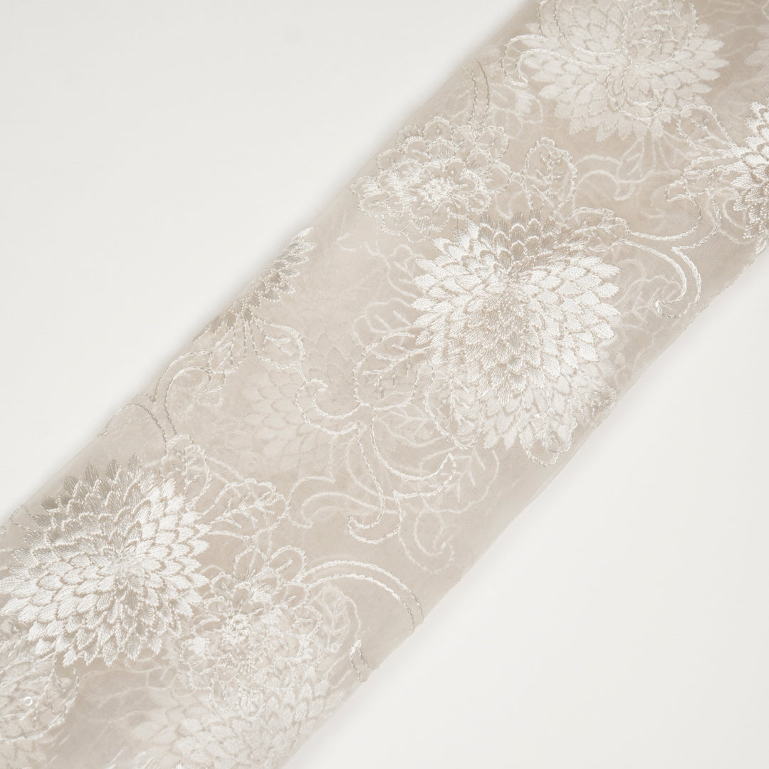 Charvi Jaal on Ivory Silk Organza Embroidered Fabric