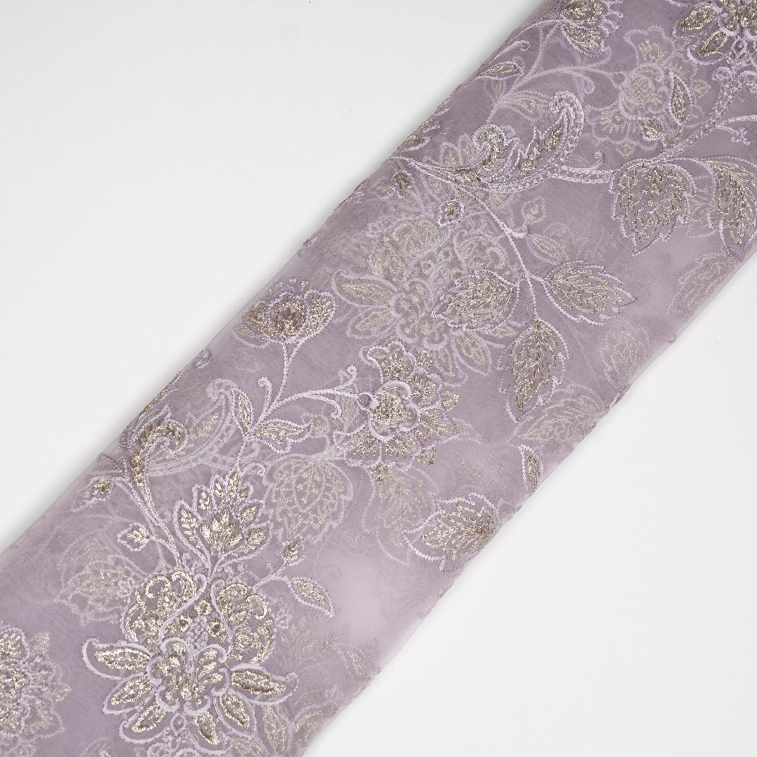 Aanwika Jaal on Lavender Silk Organza Embroidered Fabric