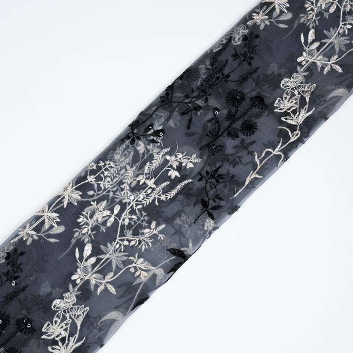 Trisha Jaal on Charcoal Silk Organza Embroidered Fabric