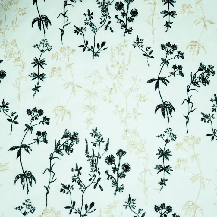 Trisha Jaal on Mint Green Silk Organza Embroidered Fabric