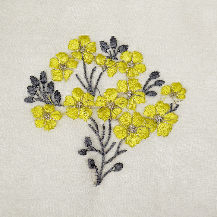 Lamia Buta on Grey Imported Silk Organza Embroidered Fabric