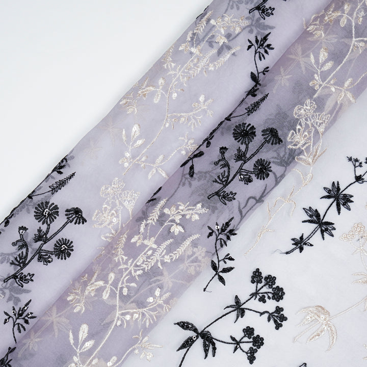 Trisha Jaal on Lavender Silk Organza Embroidered Fabric