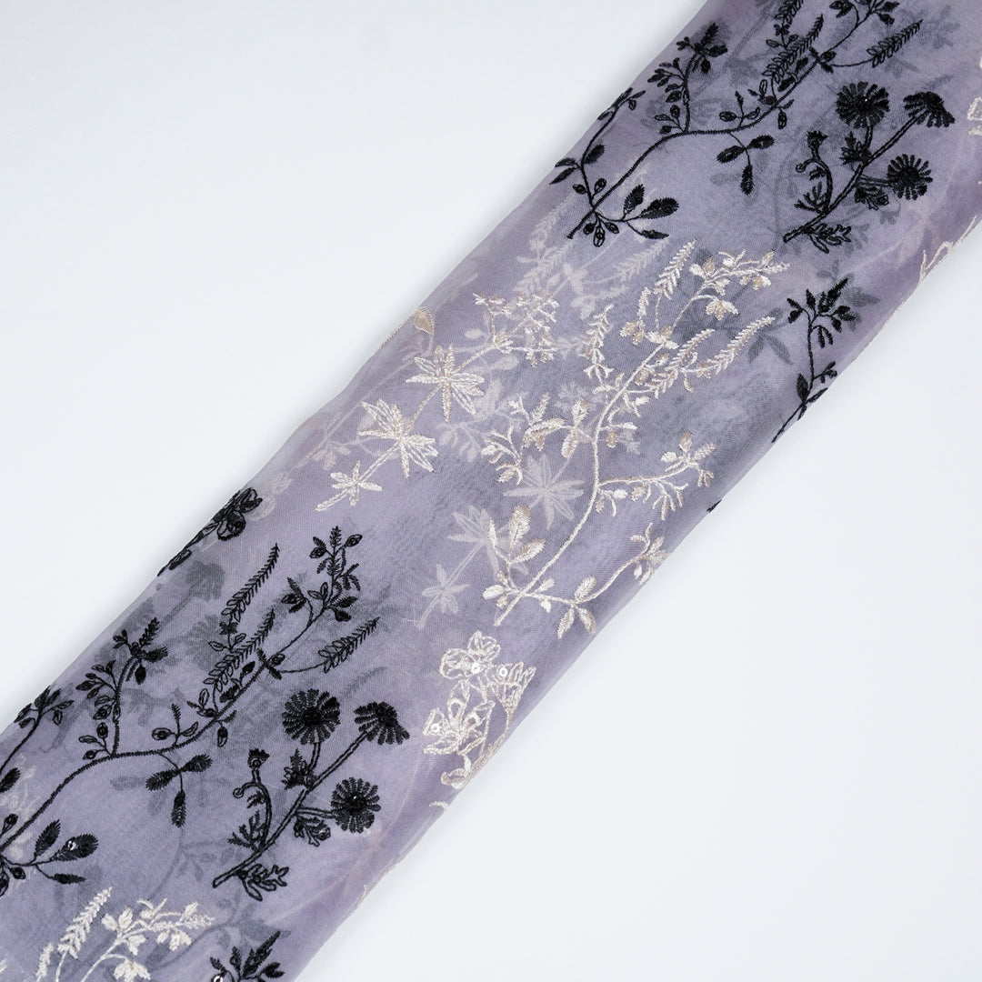 Trisha Jaal on Lavender Silk Organza Embroidered Fabric