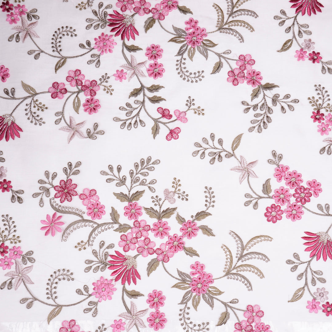 Yuvasri Jaal on Blush Silk Organza Embroidered Fabric