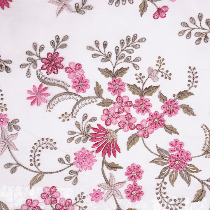 Yuvasri Jaal on Blush Silk Organza Embroidered Fabric