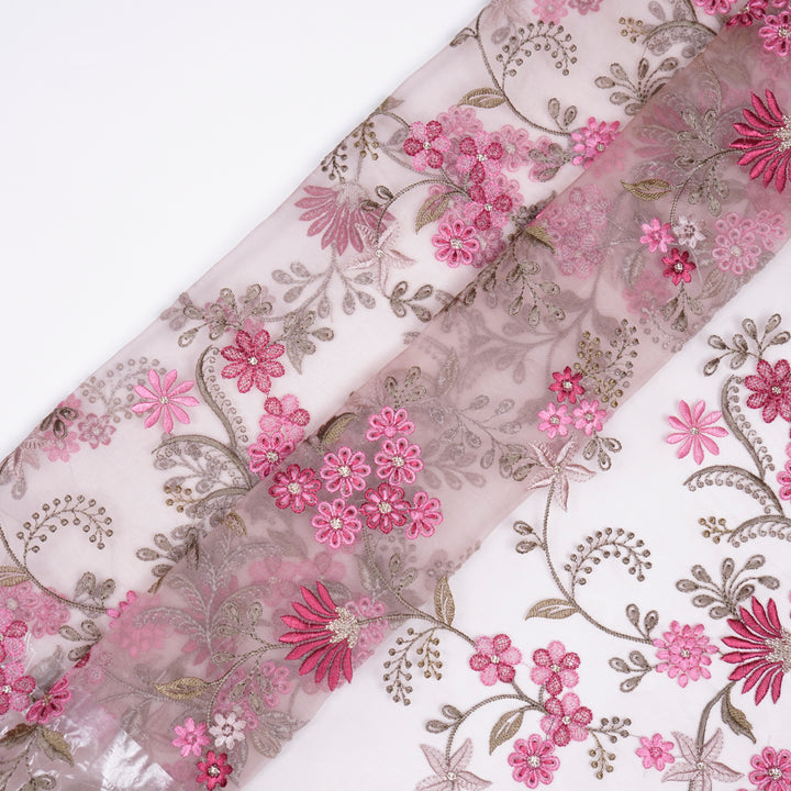 Yuvasri Jaal on Blush Silk Organza Embroidered Fabric