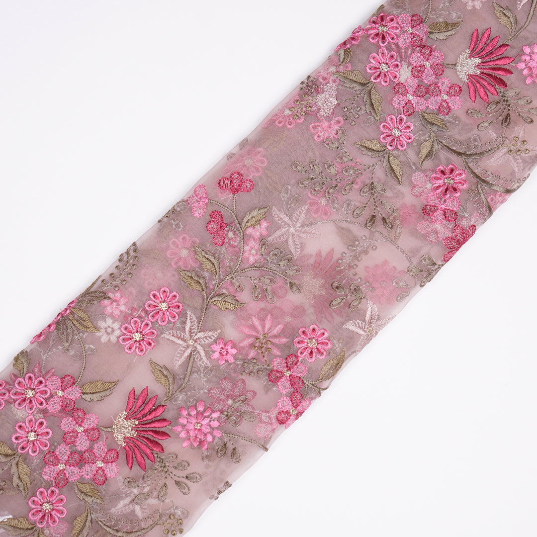 Yuvasri Jaal on Blush Silk Organza Embroidered Fabric