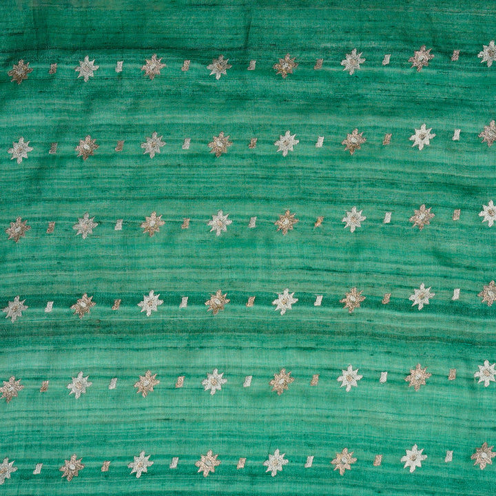 Asin Buti on Teal Tussar Silk Embroidered Fabric