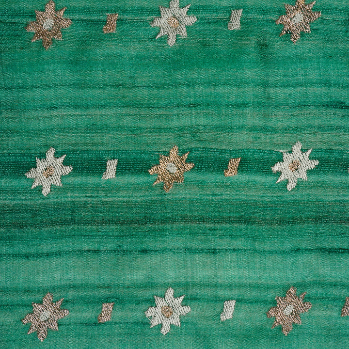 Asin Buti on Teal Tussar Silk Embroidered Fabric