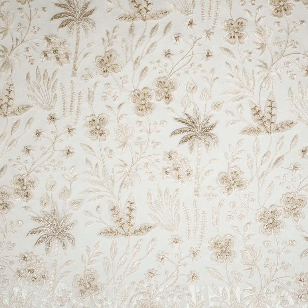 Aaloka Jaal on Cream Silk Organza Embroidered Fabric