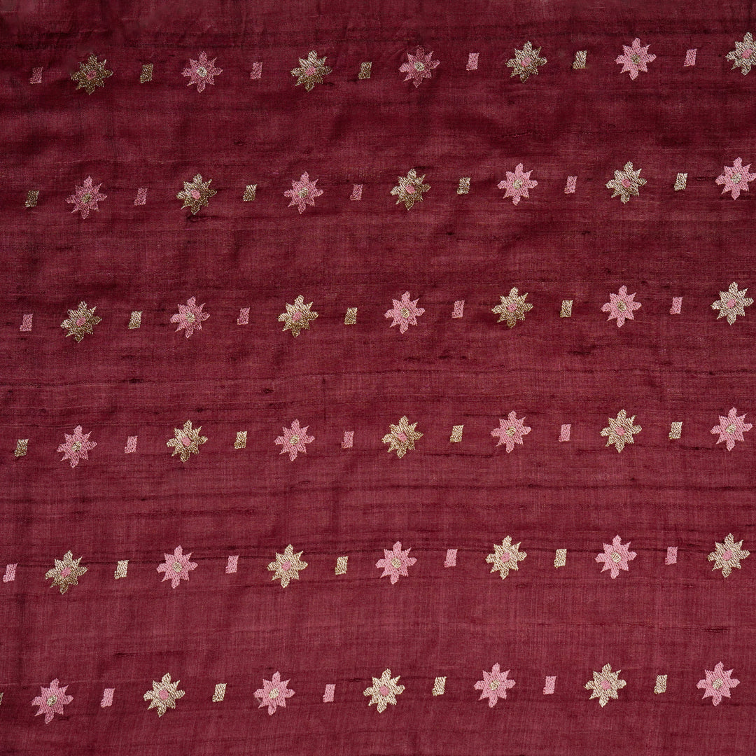 Asin Buti on Wine Tussar Silk Embroidered Fabric