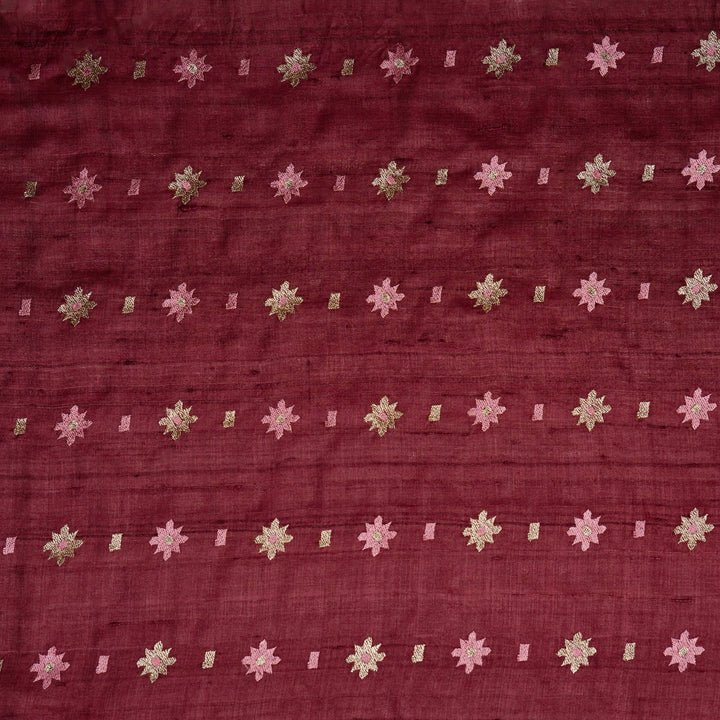 Asin Buti on Wine Tussar Silk Embroidered Fabric