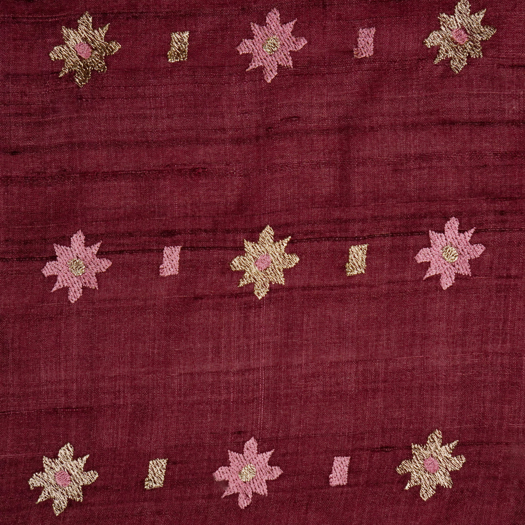 Asin Buti on Wine Tussar Silk Embroidered Fabric