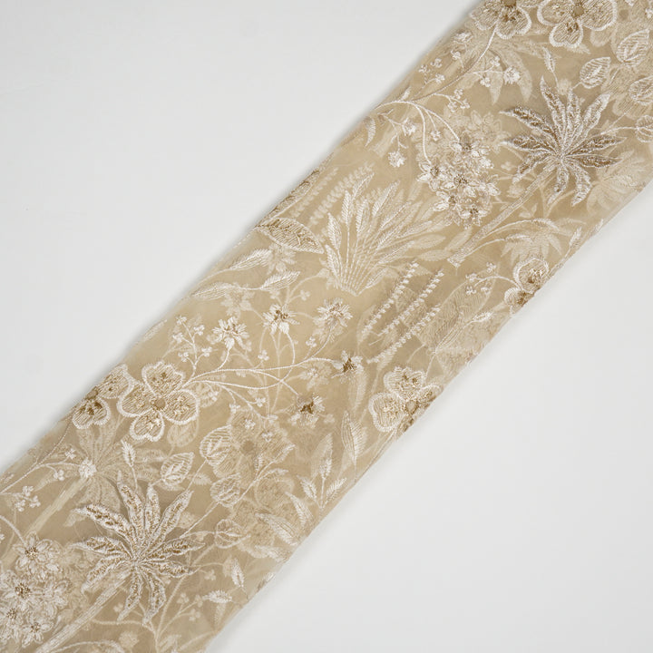 Aaloka Jaal on Cream Silk Organza Embroidered Fabric