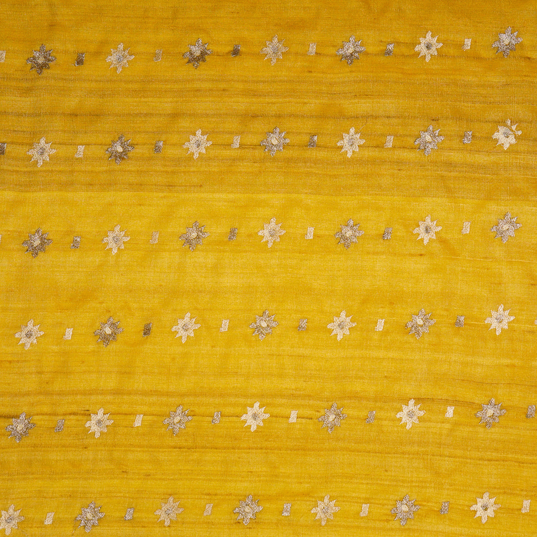 Asin Buti on Gold Tussar Silk Embroidered Fabric