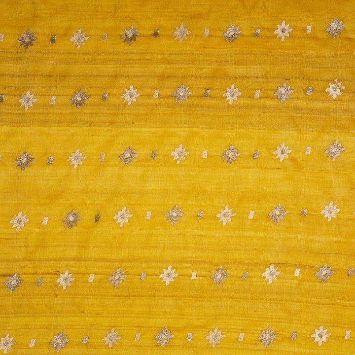 Asin Buti on Gold Tussar Silk Embroidered Fabric