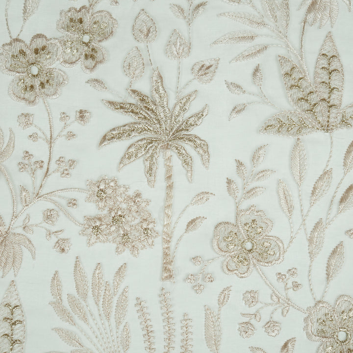 Aaloka Jaal on Almond Silk Organza Embroidered Fabric