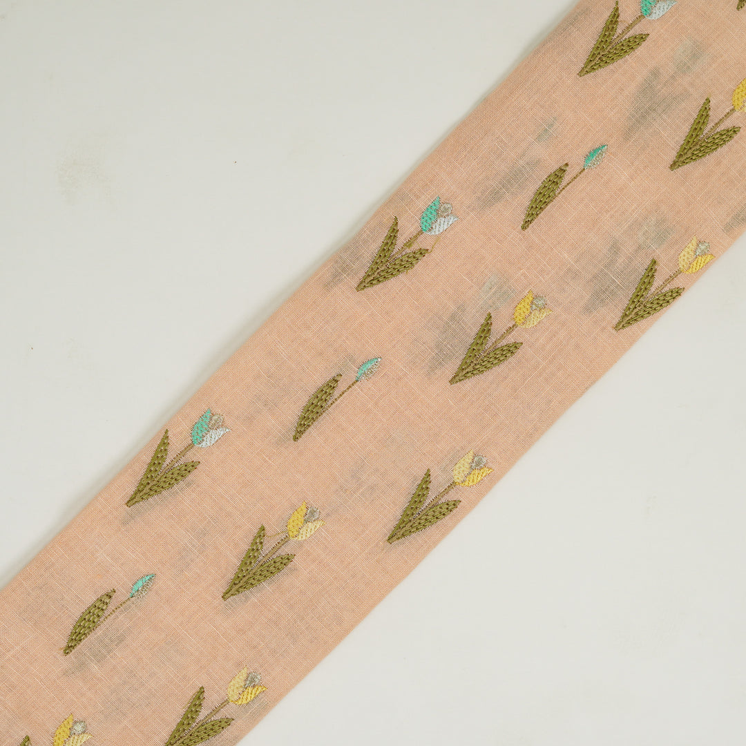 Luma Buti on Light Peach Gauged Linen Embroidered Fabric