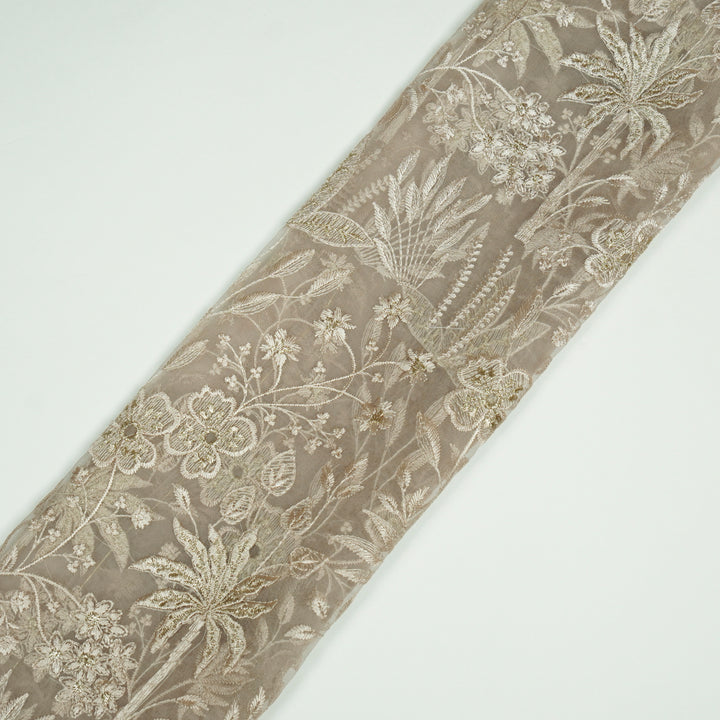 Aaloka Jaal on Almond Silk Organza Embroidered Fabric