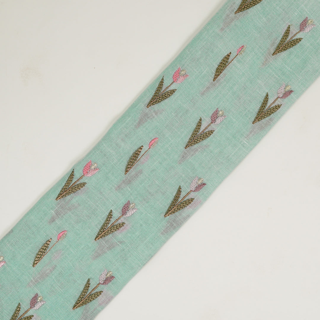 Luma Buti on Sky Blue Gauged Linen Embroidered Fabric