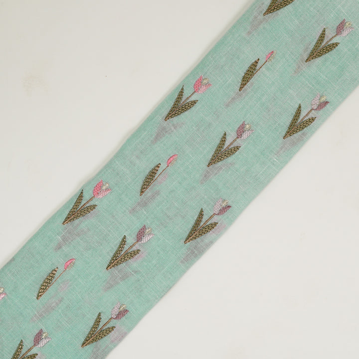 Luma Buti on Sky Blue Gauged Linen Embroidered Fabric