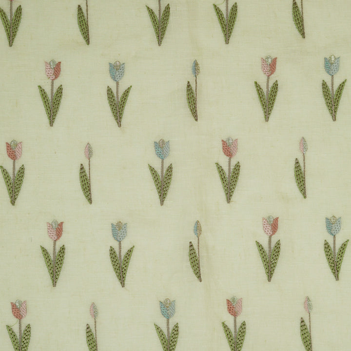 Luma Buti on Cream Gauged Linen Embroidered Fabric