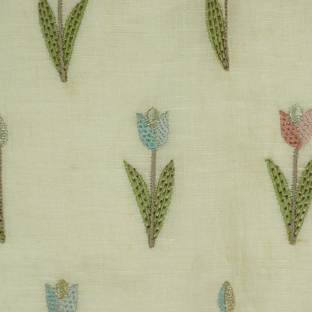 Luma Buti on Cream Gauged Linen Embroidered Fabric