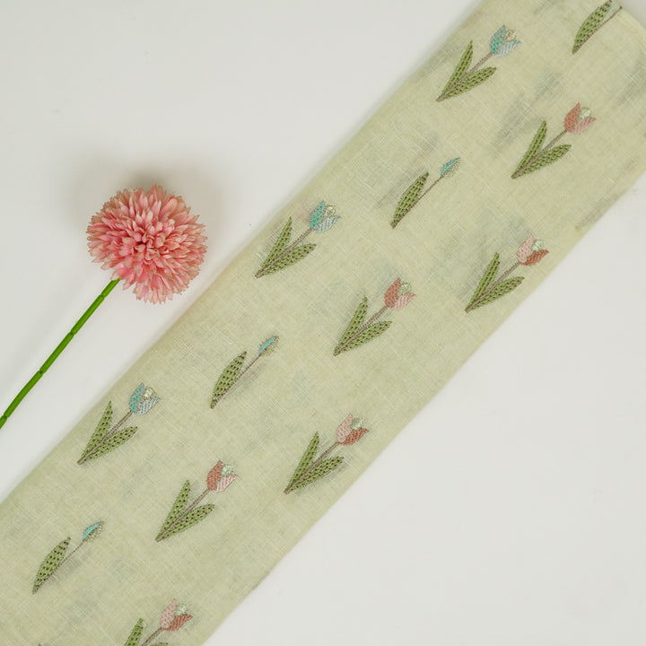 Luma Buti on Cream Gauged Linen Embroidered Fabric