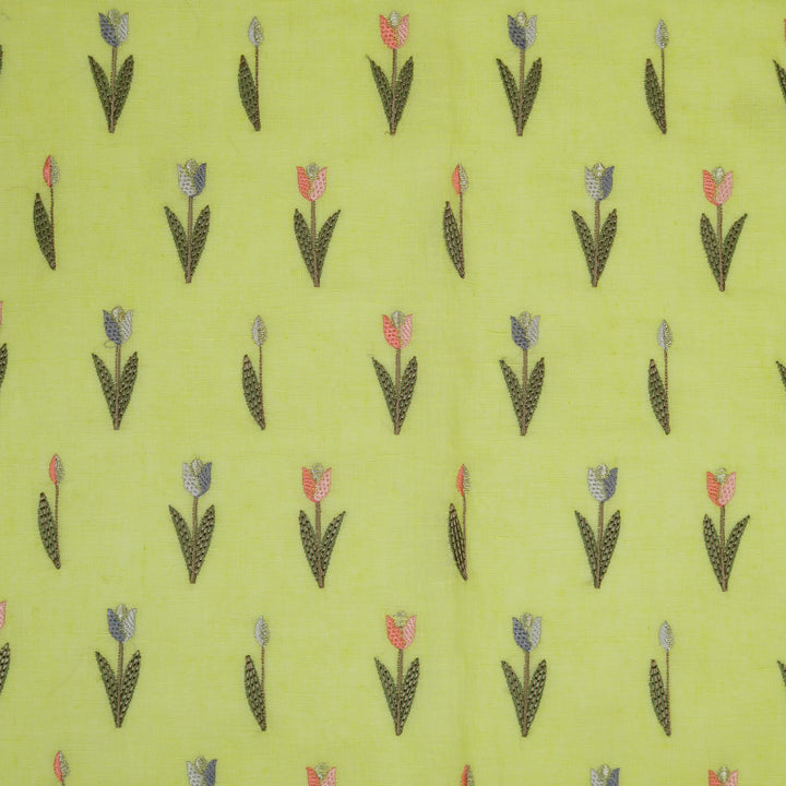 Luma Buti on Lemon Gauged Linen Embroidered Fabric