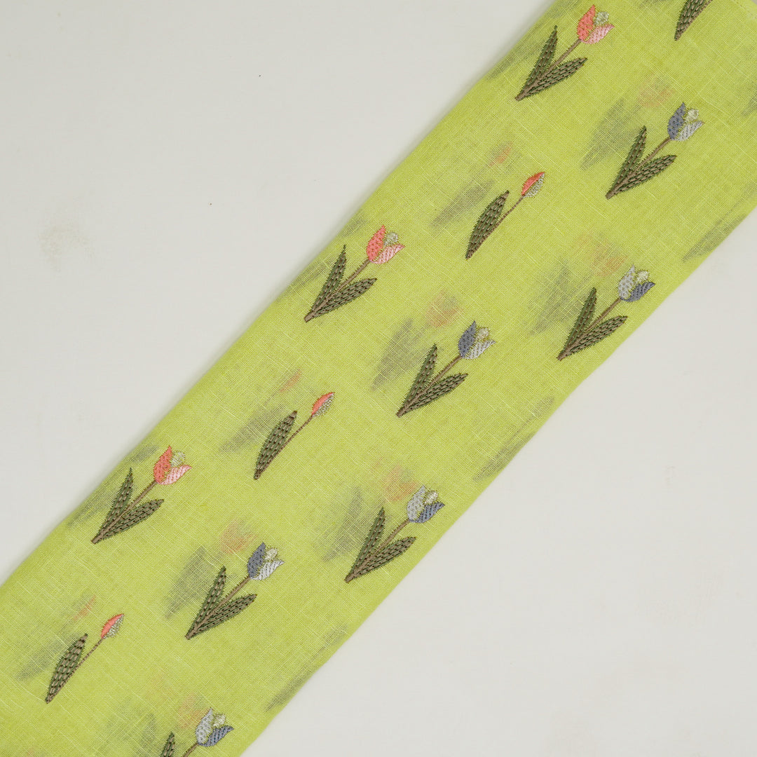 Luma Buti on Lemon Gauged Linen Embroidered Fabric