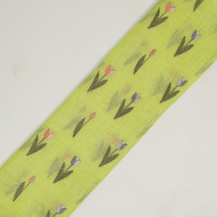 Luma Buti on Lemon Gauged Linen Embroidered Fabric