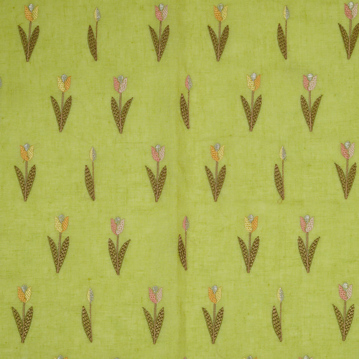 Luma Buti on Lime Green Gauged Linen Embroidered Fabric