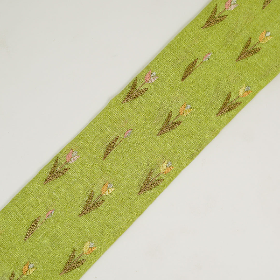 Luma Buti on Lime Green Gauged Linen Embroidered Fabric