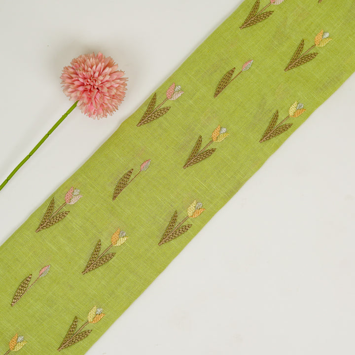 Luma Buti on Lime Green Gauged Linen Embroidered Fabric