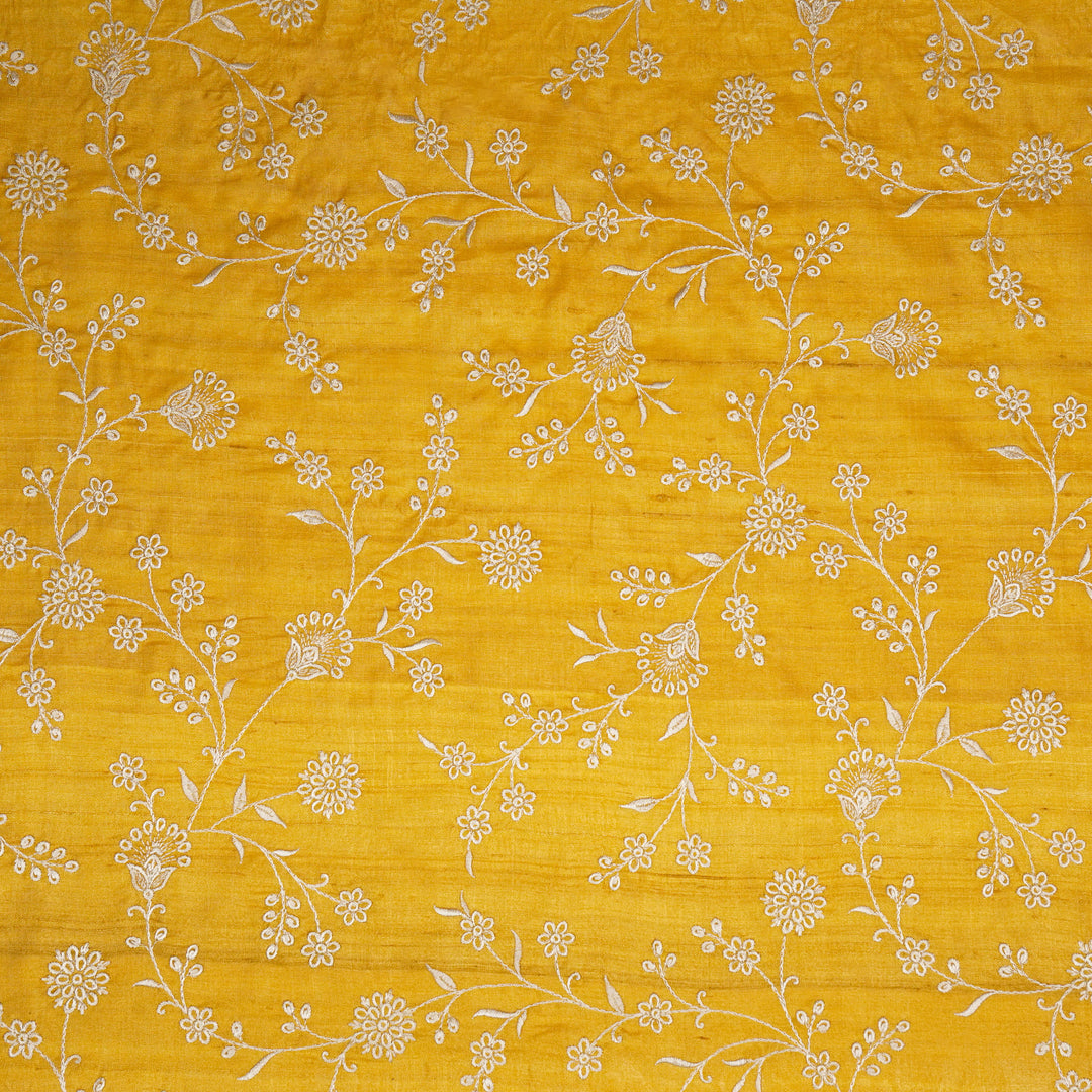 Vedika Jaal on Gold Tussar Silk Embroidered Fabric