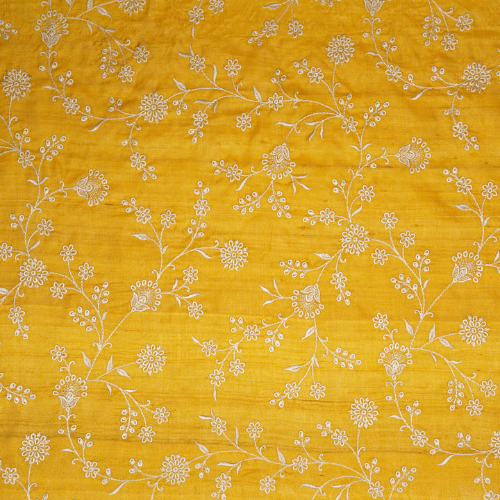 Vedika Jaal on Gold Tussar Silk Embroidered Fabric