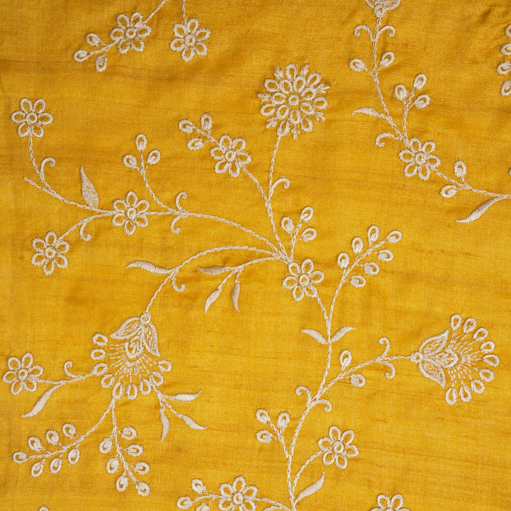 Vedika Jaal on Gold Tussar Silk Embroidered Fabric