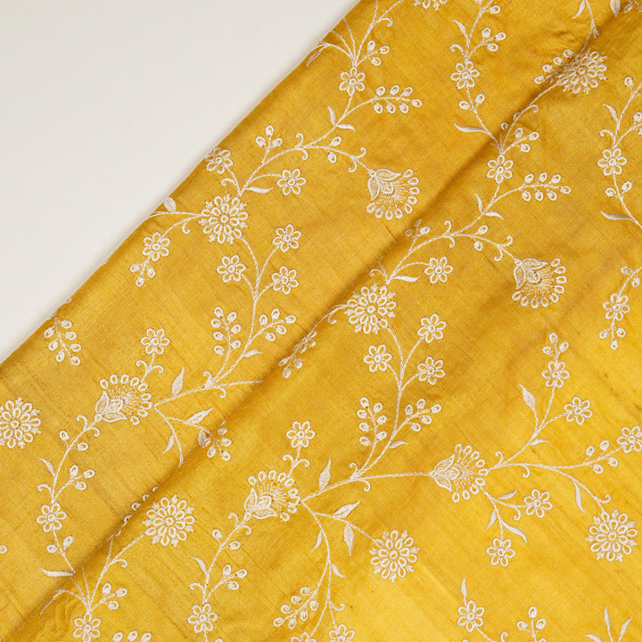 Vedika Jaal on Gold Tussar Silk Embroidered Fabric