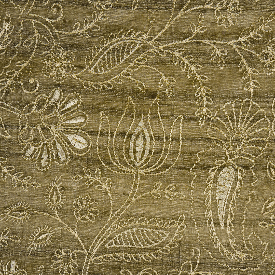 Pranavi Jaal on Mouse Tussar Silk Embroidered Fabric