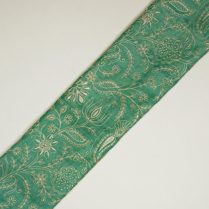 Pranavi Jaal on Aqua Green Tussar Silk Embroidered Fabric