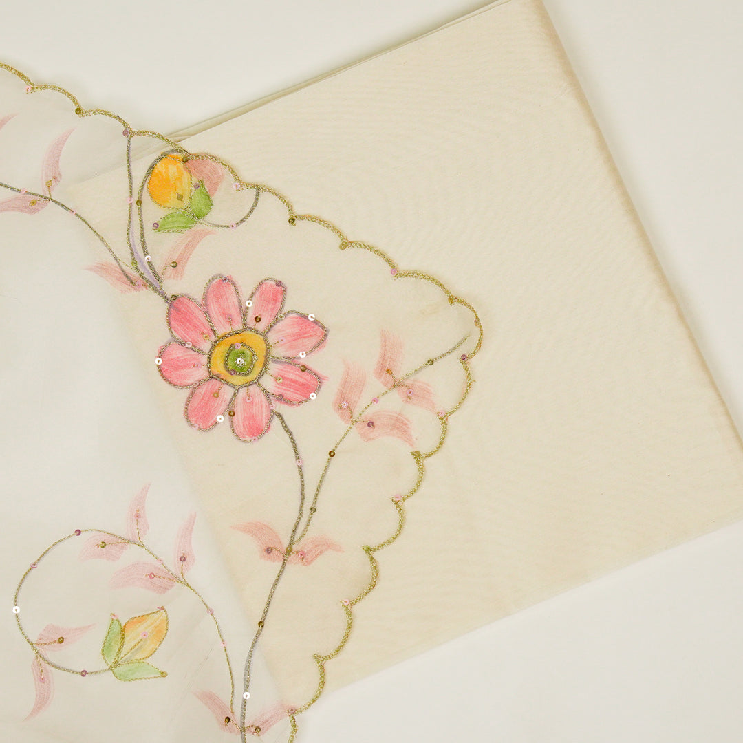 Shahana Embroidered Saree on Ivory Pure Silk Organza