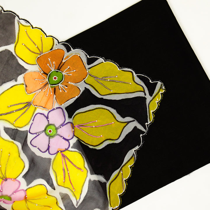 Amala Embroidered Saree on Yellow Pure Silk Georgette