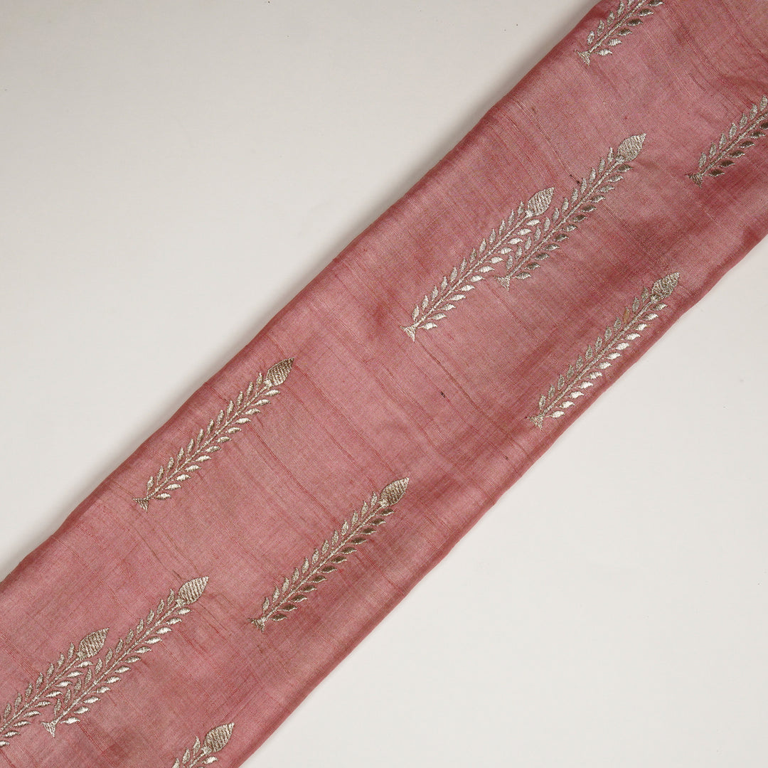 Arika Buta on Onion Pink Tussar Silk Embroidered Fabric