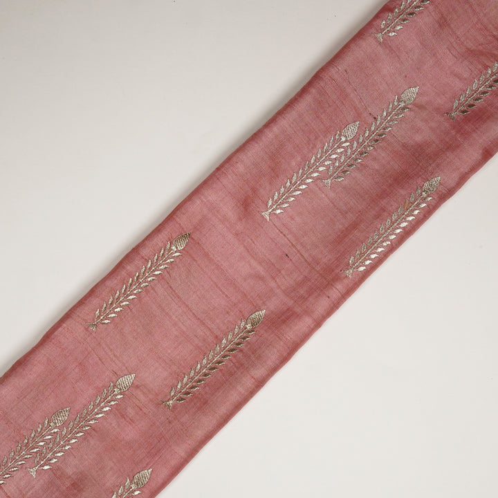 Arika Buta on Onion Pink Tussar Silk Embroidered Fabric